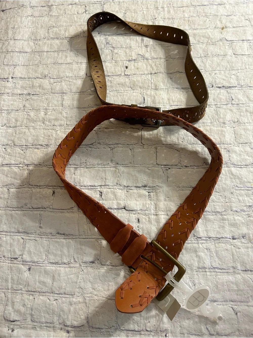 MAURICES WIDE RUST COLOR WOVEN BOHO BELT M/L & SUEDE STUDED BOHO AEO BELT